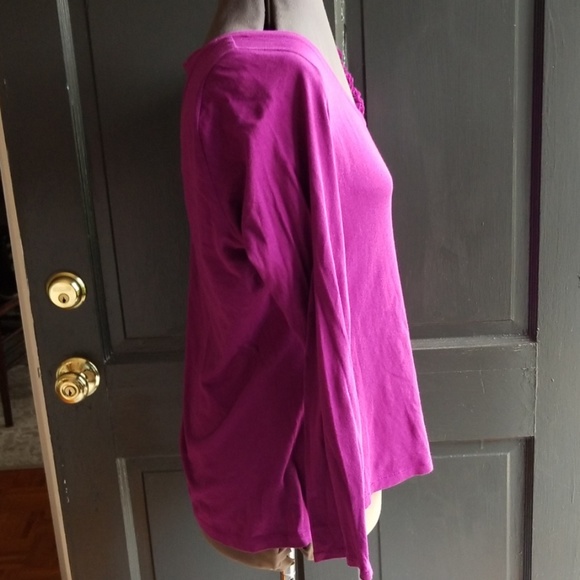 Ann Taylor Purple LS Corsage Top - Picture 4 of 7